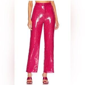 Hot pink sequin trousers